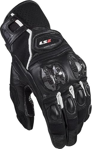 LS2 Handschuhe Spark 2 Leder schwarz/weiß Größe L | geeignet für den Frühling;Sommer;Herbst/Winter | hochwertigen Leder | Abriebfestigkeit | Reißfestigkeit | Aufprallschutz | Ergonomisch |