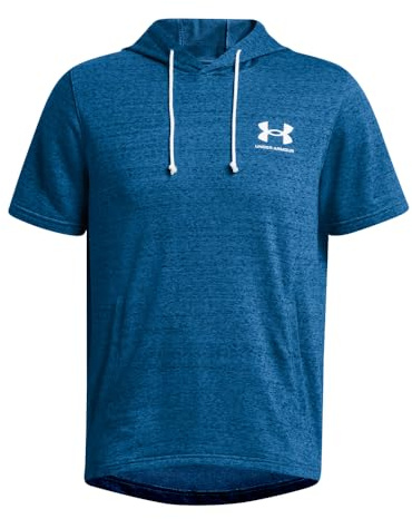 Under Armour Men's Rival Terry Short-Sleeve Hoodie, (406) Photon Blue / / Onyx White, S