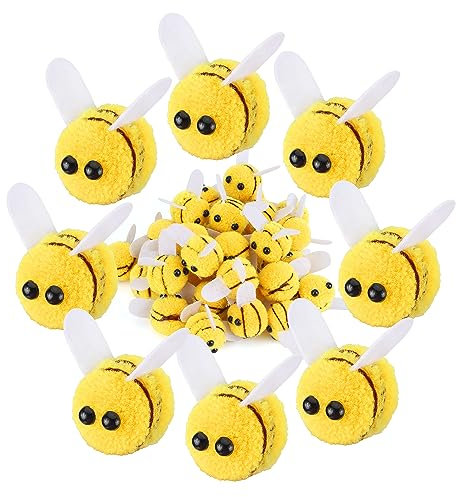JSMTKJ 30 Stück Biene Filzen Mini Biene Dekoration Filzbienen Wolle Filz Biene Handwerk Dekoration für Baby Dusche DIY Handwerk Kleidung Hut Kostüm