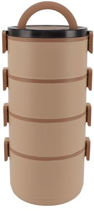 Juego de Recipientes para Almuerzo con Aislamiento Portátil, Lonchera Térmica de Acero Inoxidable para Adultos y Niños, Lonchera Apilable para Microondas (4 Capas 2800ml