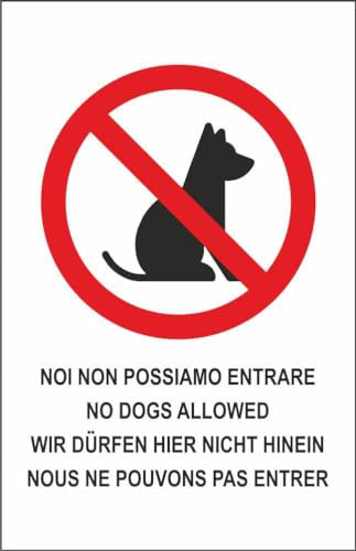 M-ITALY CARTELLO SEGNALETICO - NOI CANI NON POSSIAMO ENTRARE - Adesivo Extra Resistente, Pannello in Forex, Pannello In Alluminio (20x31, Plastica)