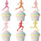 24 PCS Running Cupcake Toppers Glitter Sports Fitness Run Cupcake Picks for Running Theme Boys Girls Marathon Birthday Party Cake Decorations Supplies Multi Colors