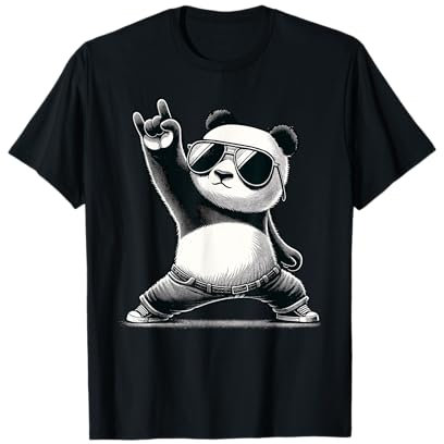 Retro Panda Rock Musik Geschenk Männer Kinder Frauen Lustiger Panda T-Shirt