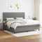 Willood Boxspringbett mit Matratze Dunkelgrau 200x200 cm Stoff Knopfheftung Design Hohes Kopfteil