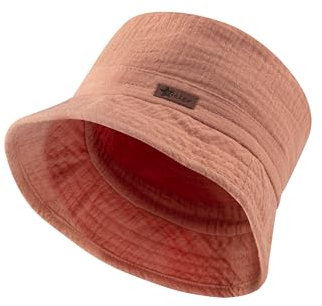 Sterntaler Fischerhut Musselin - Unisex Sonnenhut aus Baumwoll Musselin (Bio) - Baby Bucket Hat mit Futter aus Musselin (Bio) - UV-Schutz 50+ Baby und Kinder Sommerhut, lichtbraun, Größe 45
