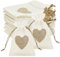 SLTAXAR 30 Stück jutesäckchen Herz Kleine Säckchen 13x18cm Jute Geschenktüten mit Herz Geschenkanhänger kleine säckchen zum Befüllen Jutebeutel Leinensäckchen für Hochzeit Party Geschenke Süßigkeiten