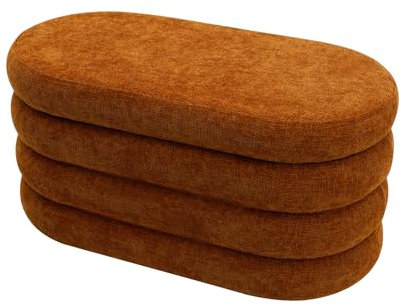 Rebecca Mobili Lange Aufbewahrung Pouf, Bettbank, Dunkelorange, Polyesterstoff MDF, Gepolstert, mit Sitzgelegenheit, Moderner Stil - Maße HxBxT: 38 x 76 x 38 cm - Art. RE7055