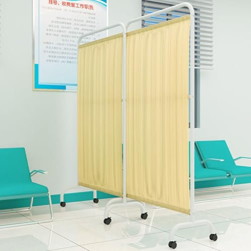 GUODDM Stellwand Sichtschutz - Paravent Raumteiler Mit Rädern, Klappbarer Sichtschutz Auf Rollen, Medizinischer Sichtschutz Auf Rollen, Raumteiler, Temporärer Zaun Für Klinik/Patienten(B,4-Panel)