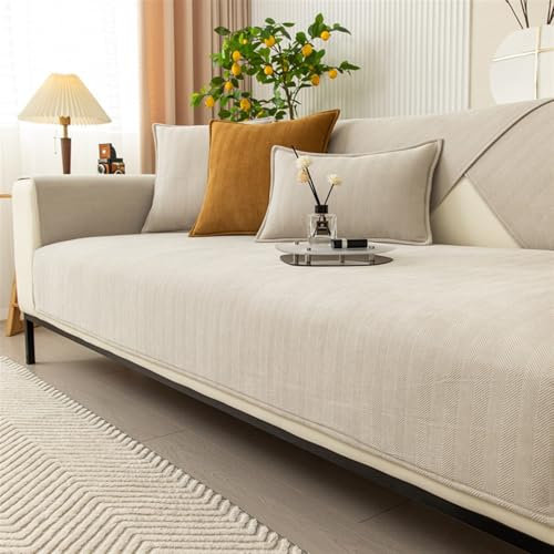 Waschbarer, übergroßer Vintage-Sofa-Couchbezug, Überwurf, Sitzschutz, Beige, 70 x 210 cm, Zweisitzer-Bezug für Sofas, weich und stilvoll