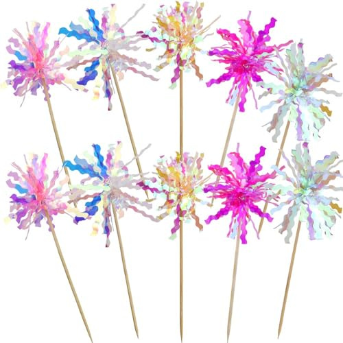 10 Pièces Decoration Gateau Anniversaire, Bâtons de Feu d'Artifice, Décoration de Gâteau de Feux D'artifice Coloré, Accessoires de Cocktail, pour Anniversaire Mariage Fête Cake Topper