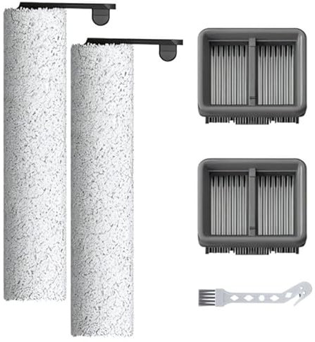 Fixbetter Rodillo de cepillo de repuesto para aspiradora Dreame H12 Pro Ultra / H13 Pro inalámbrico en húmedo y seco, 2 rodillos de cepillo + 2 filtros HEPA + 1 cepillo de limpieza