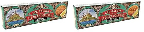 La Mère Poulard, galletas tipo palets de mantequilla y limón, gruesas y crujientes - Caja de 125g (Paquete de 2)