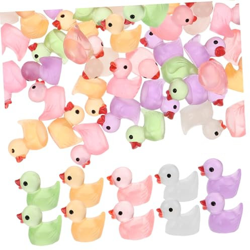 TOYANDONA 60pièces Mini Canards Lumineux Résine pour Décoration De Jardin Micro Paysage Figurines Colorées