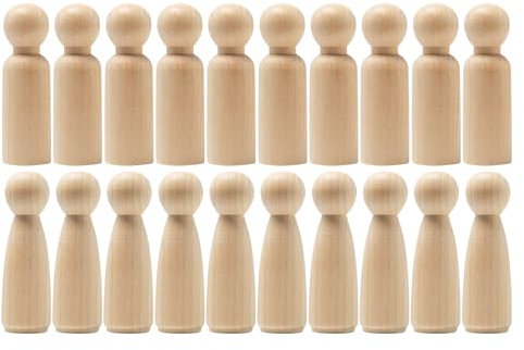 Sixfolo Holzfiguren Groß zum Bemalen 20 Stück Holzpuppen zum Basteln 90 mm Große Figurenkegel Holz Spielfiguren Rohlinge für Hochzeiten,Geburtstage und Partys Dekoration (2 Stile)