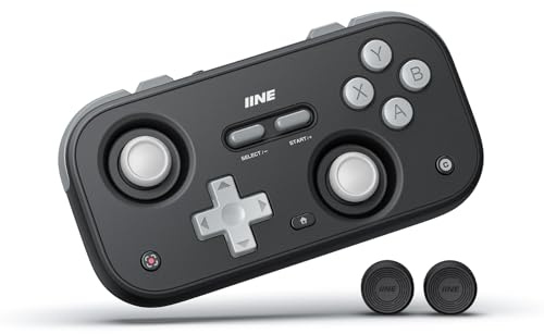 IINE Retro Pocket Kabelloser Gamecontroller, Kompakter Wireless-Controller mit Hall-Effekt-Joysticks, Anpassbaren Tasten, 1000Hz-Abtastrate – Kompatibel mit PC/Mobilgeräten/Steam Deck/Tablet (Schwarz)