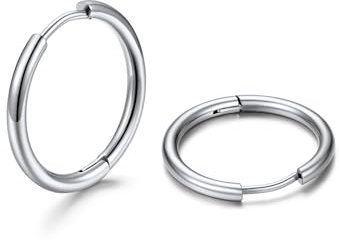 U7 Huggie Ohrringe Silber Klein Creolen 12mm Edelstahl Große Ohrringe Hypoallergen Helix Knorpel Ohrschmuck für Damen Mädchen