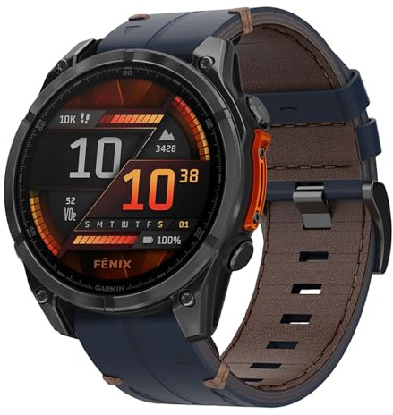 Correa de Cuero Garmin Fenix 8 51mm/Fenix 7X/7X Pro/6X/6X Pro/5X Plus/5X/ Fenix 3/3 HR 26mm QuickFit Reemplazar Correa para Descent MK1/Mk2/ Mk2S、Enduro/Enduro 2
