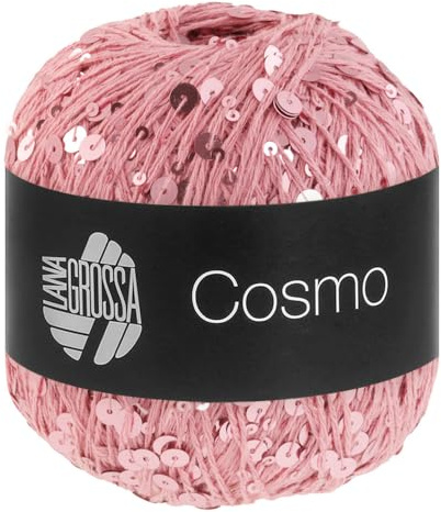 LANA GROSSA Cosmo | Beilaufgarn aus Baumwolle mit großen und kleinen Pailletten | Handstrickgarn aus 100% Baumwolle | 100g Wolle zum Stricken & Häkeln | 260m GarnFB 14
