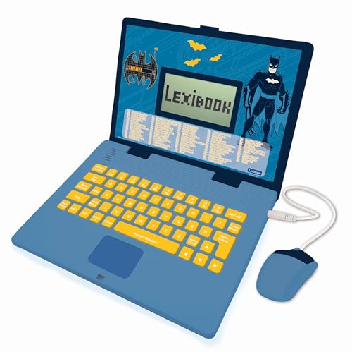 Lexibook, Batman Educational and Bilingual Laptop French/English, Toy with 124 Activities to Learn Mathematics, Dactylography, Logic, Clock, Play Games and Music, JC598BATi1LXB