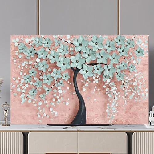 HSTANGKY 32–80 Zoll TV-Staubschutzhülle Mit Gemäldemotiv Displayschutz Für Den Innenbereich Für Flachbildfernseher Und PCs Universelles Staubschutztuch Mit Elastischen Kanten-flower||32inch