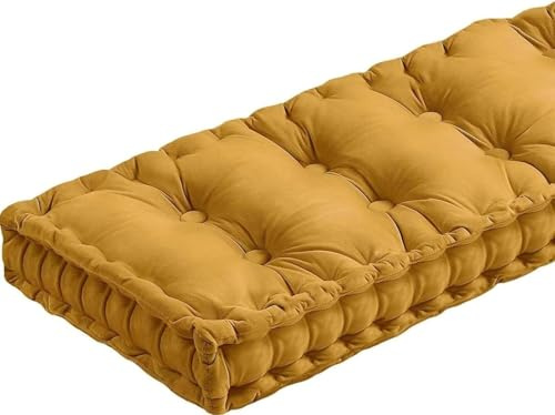VEAI Cuscino per Panche da Interno/Esterno - 120x40,100x40,80x40,100x50 cm - Spessore 8-10 cm Cuscino per Panchina per Giardino, Cucina, Sala da Pranzo, Finestre e Altalene(Mustard Yellow,60x40x10cm)