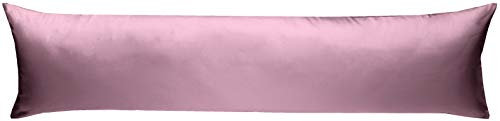 Bettwaesche-mit-Stil Mako-Satin Seitenschläferkissen Bezug aus 100% Baumwolle (Baumwollsatin) Uni/einfarbig (40 cm x 145 cm, Rosa)
