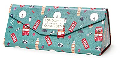 Legami - Custodia Portaocchiali Pieghevole, See You Soon, 16,2x6,8 cm, Tema London, da Vuota si Può Riporla Completamente Appiattita, Interno in Velluto