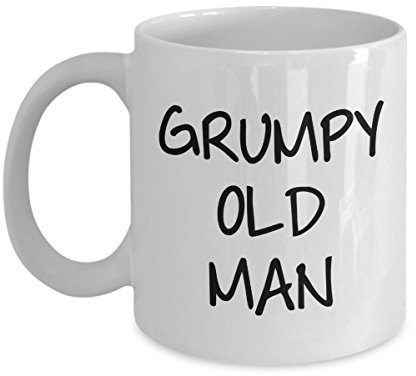 SpreadPassion Kaffeetasse mit Aufschrift 'Grumpy Old Man', lustige Teetasse, Keramik, 11oz, weiß, Neuheit, Geburtstag, Weihnachten, Jahrestag, Gag, Geschenkidee