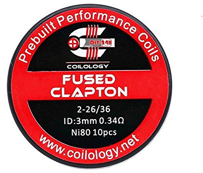 10x COILOLOGY Ni80 - Coils Draht Wicklung Selbstwickler Verdampfer Atomizer RDA, RBA, RTA, RDTA, Nichrome (Fused Clapton - 0.34 Ohm)