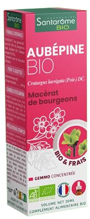 Santarome Bio - Aubépine Bio - Macérât de bourgeons - Bourgeon d'Aubépine Bio - Bourgeon Frais - Gémmothérapie - Complément alimentaire anti stress - Flacon de 30 ml - France