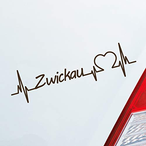 Hellweg Druckerei Auto Aufkleber Zwickau Herz Puls Stadt City Liebe Love ca. 19 x 5 cm