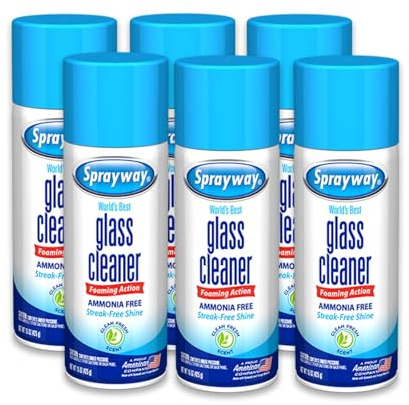 Sprayway Glass Cleaner Foaming Aerosol Spray, 15oz, Pack of 6 | Ammonia-Free, Streakless, Fast-Acting | Cleans & Polishes Glass Surfaces | Fresh Scent, Removes Fingerprints, Dust, Dirt, Smoke Film