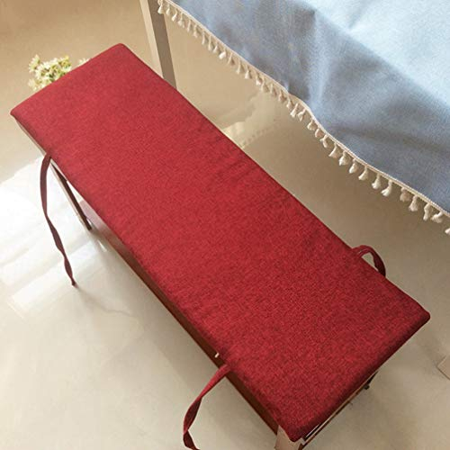 Rutschfestes Bankkissen mit Bindeband, weiches Kissen für Liege, Bank, Schaukelkissen, 2-Sitzer, großes Garten-Sitzkissen (rot, 80 x 30 cm)