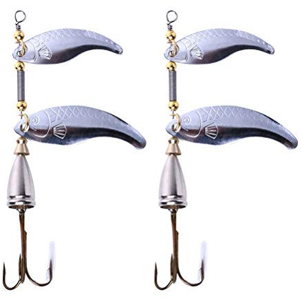 VORCOOL 2 Pz Esca Esche Ad Amo Singolo Esche Artificiali per Pesci Lento da Traina Metalliche Agitanti Acuti Swimbait a Cucchiaio Ruotare Metallo Rocker Trolling