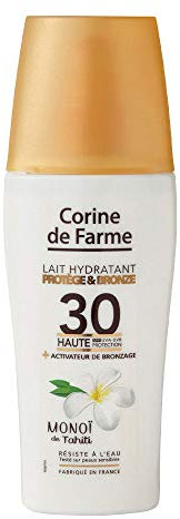 Corine de Farme Lait Hydratant Bronze SPF 30 - Protection Solaire Indice SPF 30 Enrichie au Monoï de Tahiti - Contient un Activateur de Bronzage - Hydrate, Protège et Satine la Peau 150 ml