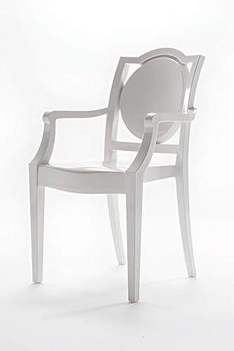 La16 Ghost Farbiger Stuhl MIT POLYCARBONAT-ARMLEHNEN - Set mit 16 Sesseln - Weiß