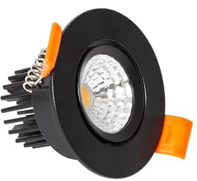 LEDKIA LIGHTING LED Downlight Einbaustrahler 5W Rund COB CRI90 Ausschnitt Ø 55 mm Schwarz No Flicker 5000K Kaltweiß