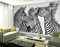 Peint à la main abstrait noir et blanc zèbre papier peint 3D papier peint non tissé peintures murales sal Papier Peint 3D Salle de séjour Chambre à coucher Salle de séjour Mural enfant-200cm×140cm