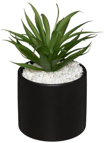 Atmosphera - Plante Artificielle - Pot en marbre - H17-5 cm - Noir