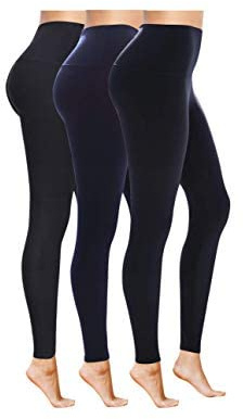High Waist Womens Leggings - Active Workout Leggings - Tummy Control Soft Ankle Length Leggings for Women (XXL, 3 Pack(Charcoal Grey-Black-Navy))…