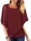 Vafoly Damen Business Tops Rot Modische Damen blusen und Tops für Die Arbeit Lässige Kurzarm Shirt für Damen Leichte Chiffon bluse Sommer Tunika Tops für Leggings Weinrot M