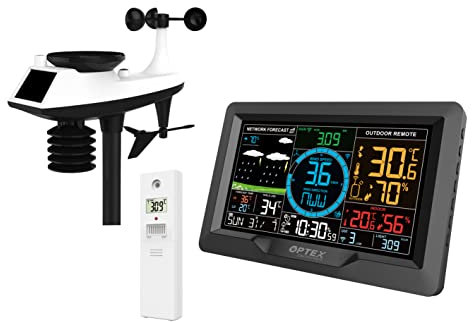 STATION METEO PRO COULEUR WIFI 7 en 1 - précipitations, vitesse, direction du vent, températures, taux d’humidité, jusqu'à 100m, connexion wi-fi
