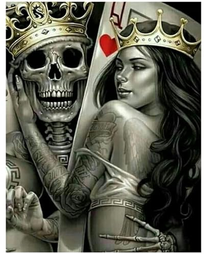 Quadratische Steine 5D Diamant Malerei Kit Schädel Skull Liebe 40x50cm Kreuzstich Set Diamant Painting Bilder Erwachsene DIY Voller Diamond Art Painting Stickerei Arts Craft für Dekoration & Geschenk