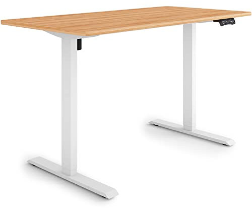 ESMART Germany ETX-121WM 140x70cm Ahorn Dekor Ergonomischer Steh-Sitz-Schreibtisch Stufenlos elektrisch höhenverstellbar 73,5-123,5cm 3X Memory Aktivitätserinnerung Soft-Start/Stopp Schnelle Montage