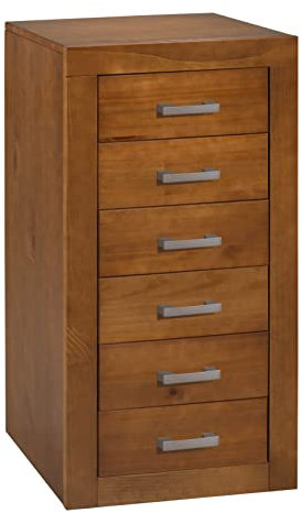 Moblit Comoda Cajonera de Seis Cajones Realizada en Madera de Pino Maciza sinfonier 6 cajones Color Cerezo Serie Kalpe Medidas (105x50x40) cm (altoxanchoxfondo) Robusto y Resistente Salon y Dormitorio