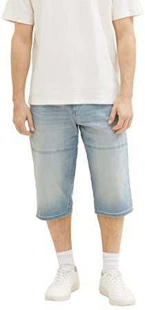 TOM TAILOR Herren 1036295 Max Overknee Bermuda Shorts, 10161-Light Stone Blue Grey Denim, 33