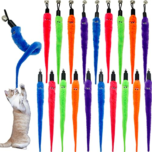 CATENESS Katzenwurm-Spielzeug, Katzenstab-Nachfüllpackungen, 20 Stück, Wurm-Katzenspielzeug-Nachfüllung, Katzenstab-Aufsätze, Würmer für Katzenspielzeug