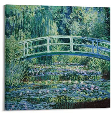 JAHER Claude Monet Paintings - (Water Lilies And The Japanese Bridge 1897) Poster Canvas Art And Wall Art Picture Print Modern Family Bedroom Decors 12x12inch(30x30cm)