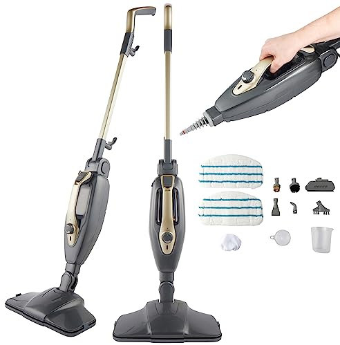 Beldray Titanium Nettoyeur Vapeur 14-en-1 1300W, Balai Vapeur avec Nettoyeur Vapeur à Main Multifonction, Appareil Vapeur pour Sol/Vitres/Tissus/Canapé, Système Flexible 350ml avec Accessoires Complets,