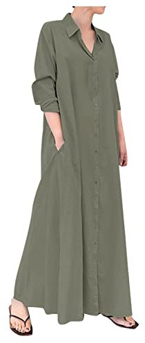 Maxi Dresses For Women Uk Shift Dresses For Women Uk Plus Size Fancy Dress Costumes For Women Crew Neck Plain Linen Dresses With Pockets Cotton Linen Blend Maxi Dresses Loose Dresses Pinafore Dress M